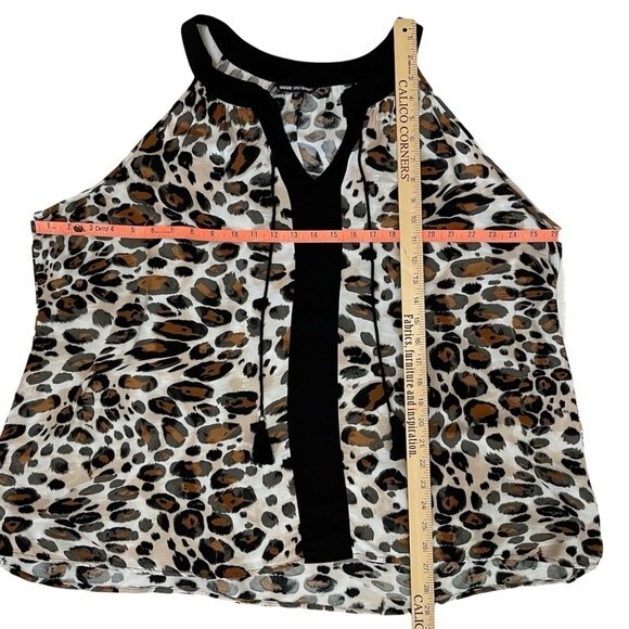 Unique Spectrum Leopard Print Sleeveless Top Tassels Soft V-Neck Lightweight 3X - Picture 10 of 10